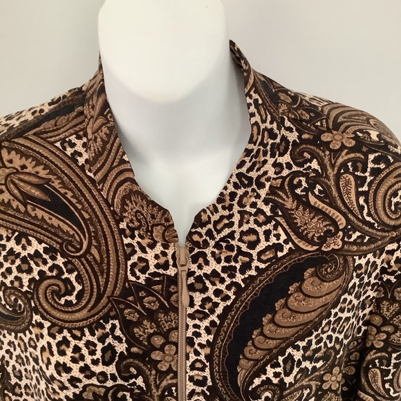 Joseph Ribkoff Paisley/Leopard 2-Way Zip Jacket Sz. 16 - Picture 8 of 12